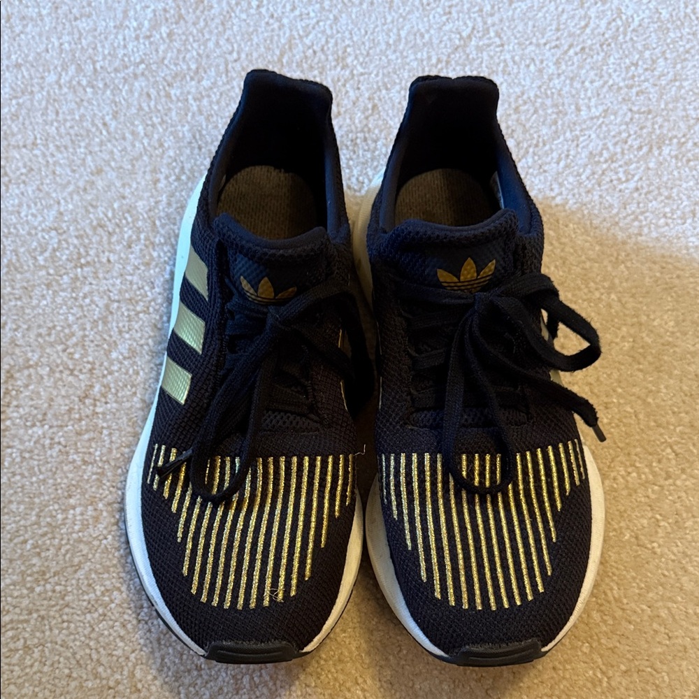 Adidas Athletic Shoes in Black and Gold